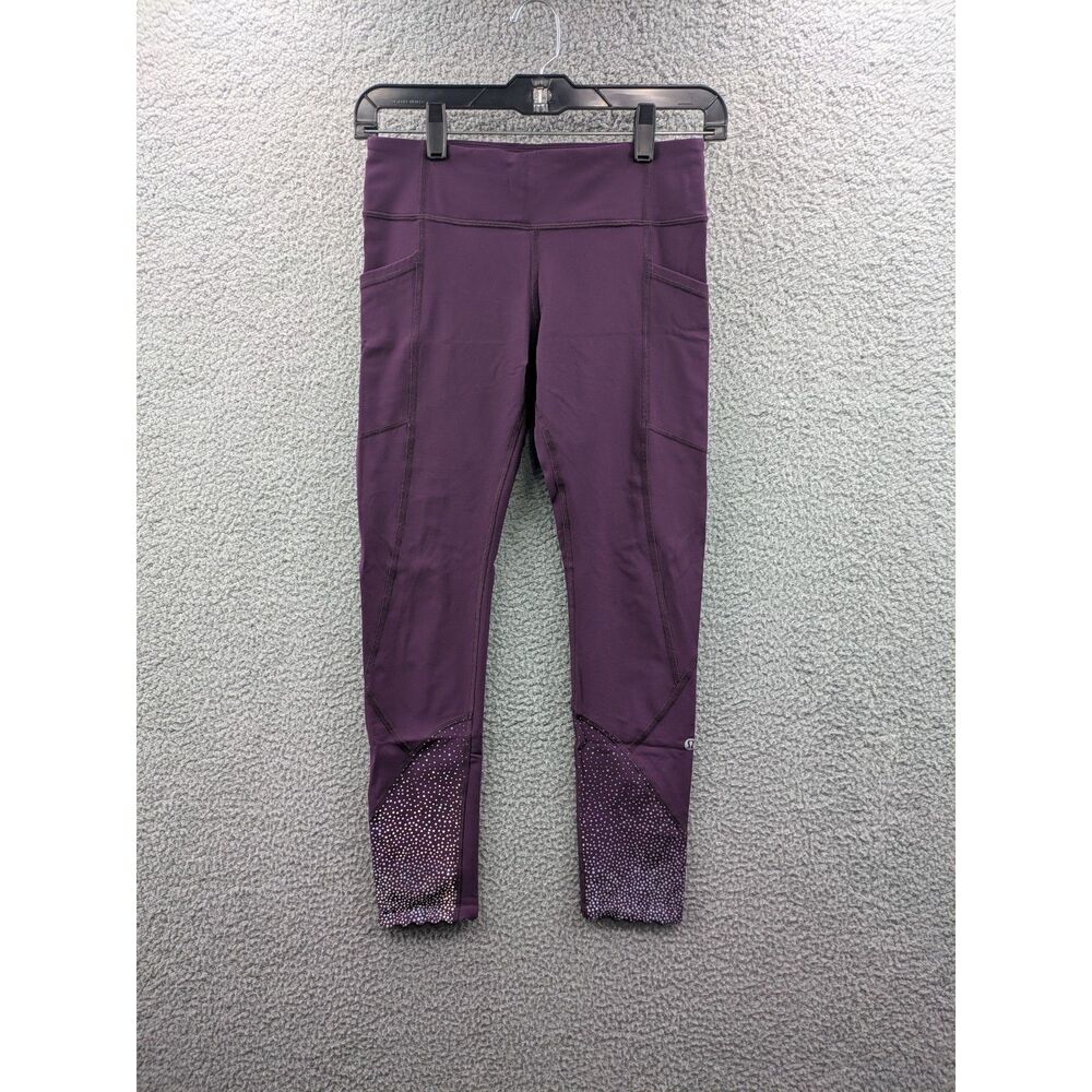 Lululemon Women's size 6 Tight Stuff Leggings Purple Reflective Sparkles